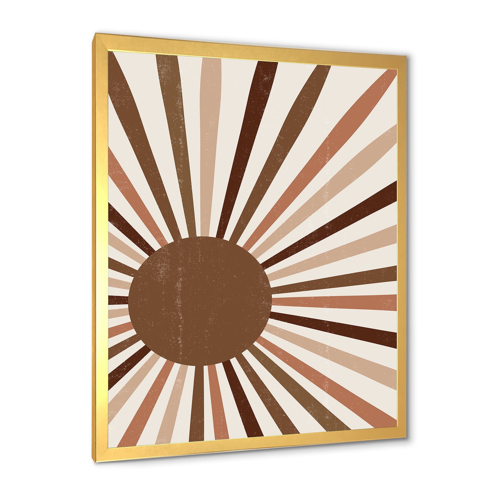 Designart 'Bright Minimalist Shining Terracotta Sun Rays' Modern Framed Art Print