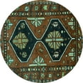 thumbnail image 1 of Ahgly Company Machine Washable Indoor Round Persian Turquoise Blue Traditional Area Rugs, 4' Round, 1 of 4