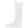 thumbnail image 3 of ANUFER Girls Womens Fashion Knee High Lace-Up Canvas Boots Pure White Zip Dance Boots Lace SN815 US4.5, 3 of 7
