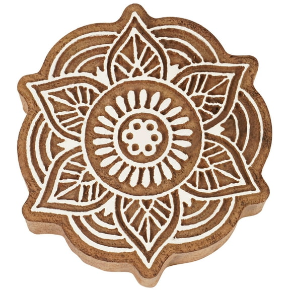 IBA Indianbeautifulart Textile Printing Block Mandala Hand Carved Wooden Stamp Wood Block Printing Textile Stamp For Fabric / Pottery Blocks- 2.5 Inches