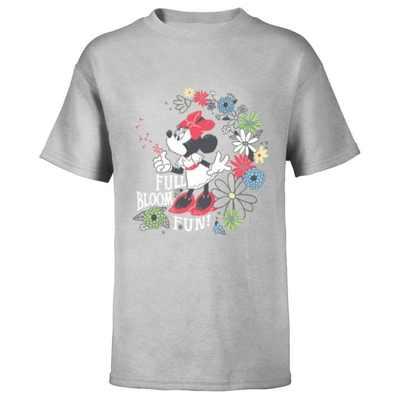 Disney Minnie Mouse Full Bloom Fun! Flowers Botanical Garden - Short Sleeve T-Shirt for Kids - Customized-Athletic Heather