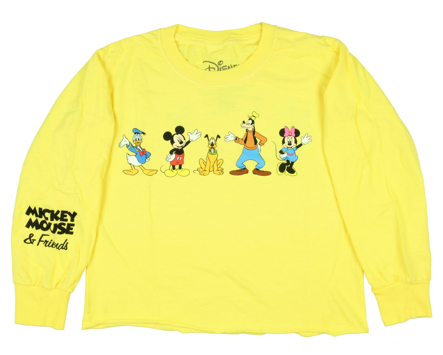 Disney Women's Mickey Mouse Crop Top Long Sleeve Shirt SZ Jr Junior L 11 13 1334 