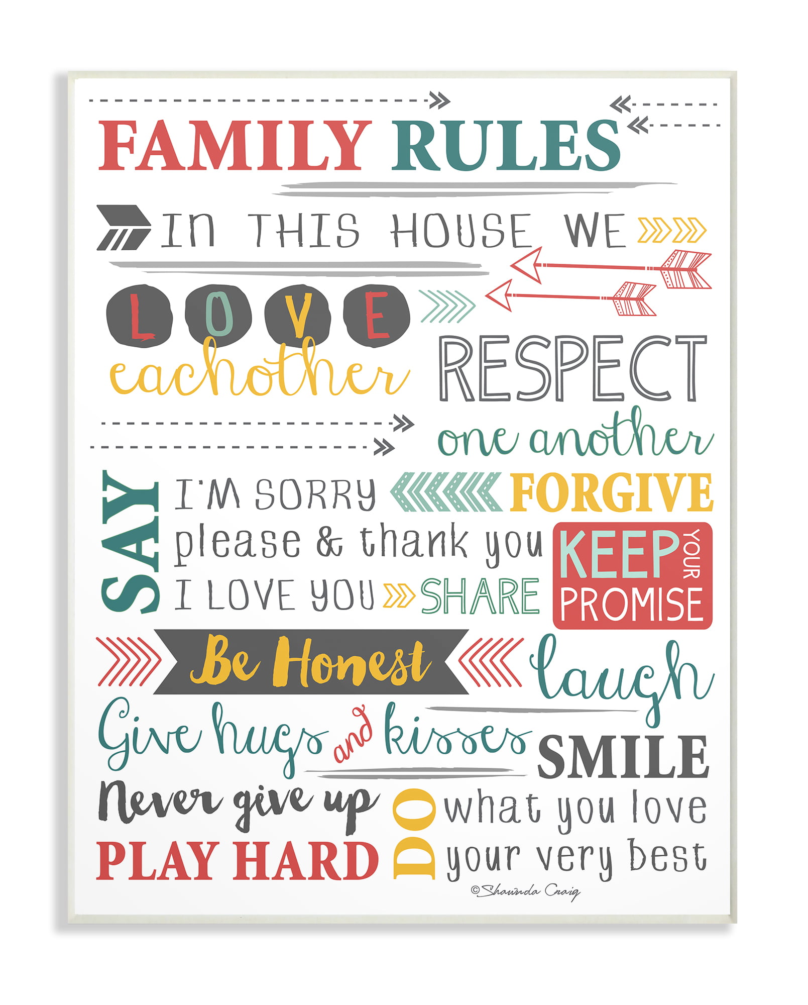 10 x 0.5 x 15 Stupell Home Décor Family Rules Chalkboard Style Wall Plaque Proudly Made in USA 