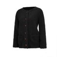 thumbnail image 5 of UTTOASFAY Women Casual Plus Size Plush Sweater Pockets Outerwear Buttons Cardigan Coat Black 18(XXXXXL), 5 of 9