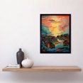 thumbnail image 2 of Atmospheric Clouds Over Mono Fishing Village Cabins at Dawn Modern Watercolour Painting Art Print Framed Poster Wall Decor 12x16 inch, 2 of 5