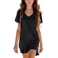 thumbnail image 1 of FRSASU Robe d'Été 100 % Coton pour Filles, Tendance, Col en V, Décontractée, Bohème, Robe Soleil, Printemps, Plage, Fluide, Vacances, Mini, Noire, 1 of 8