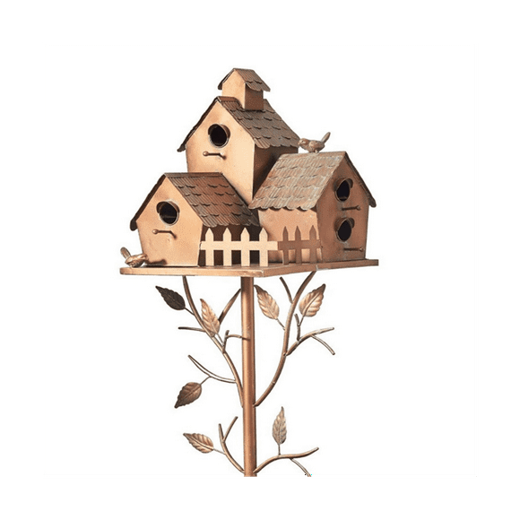 Garden Bird House with Pole Metal Bird Feeders Garden Stakes Bird Houses for Courtyard Backyard Patio Outdoor Style E