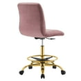 thumbnail image 4 of Modway Ripple Armless Performance Velvet Drafting Chair in Gold Dusty Rose, 4 of 9