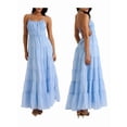 thumbnail image 3 of Jaimenalin Women'S Halter Tie Back Sleeveless Tiered Smocked Maxi Dress Blue XL, 3 of 7