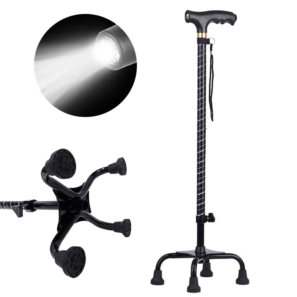 Bariatric Walking Cane Adjustable Height with LED Light All Terrain