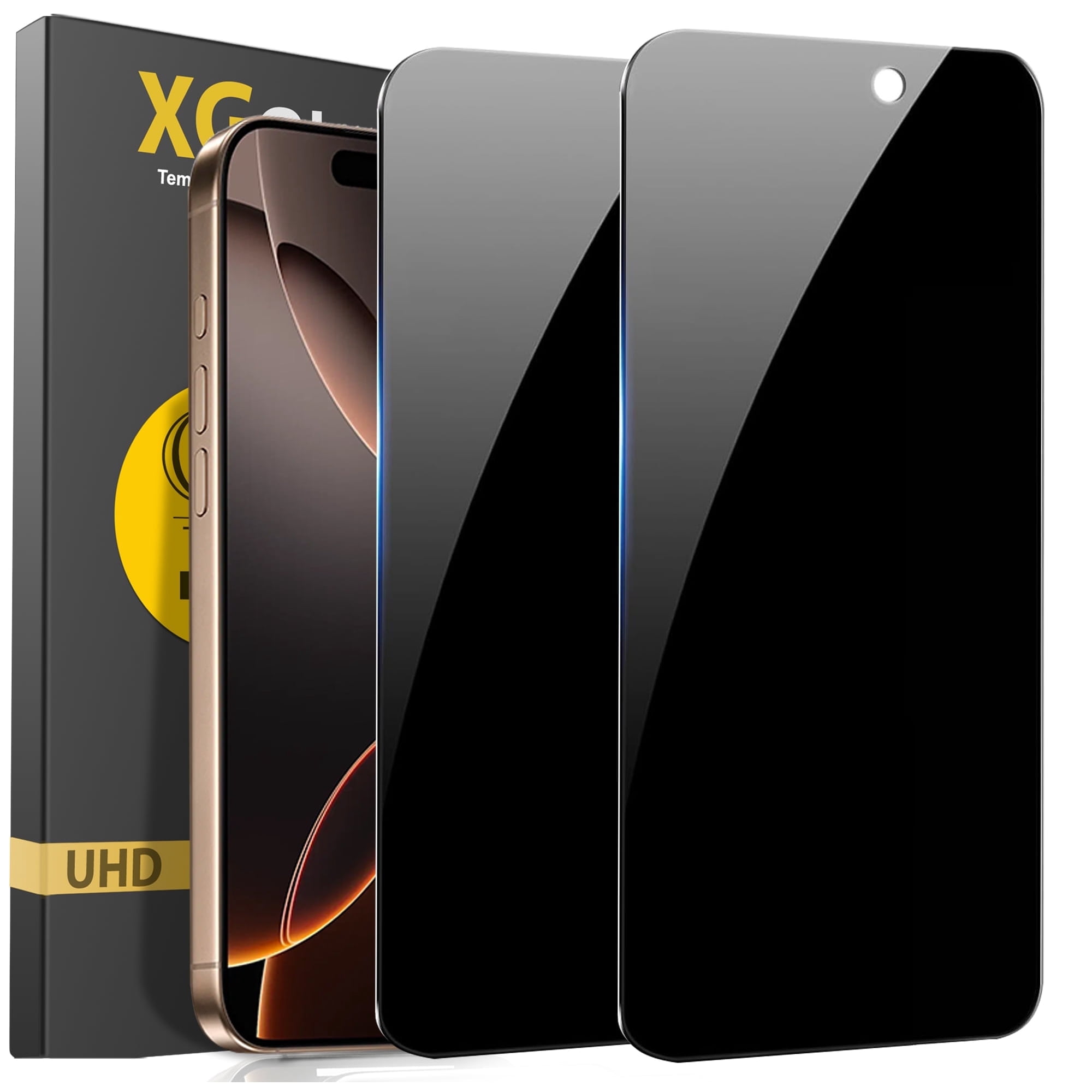 NevEND For iPhone 16 Pro / iPhone 17 Privacy Screen Protector, 2-Pack Shatterproof Tempered Glass Film 6.3"