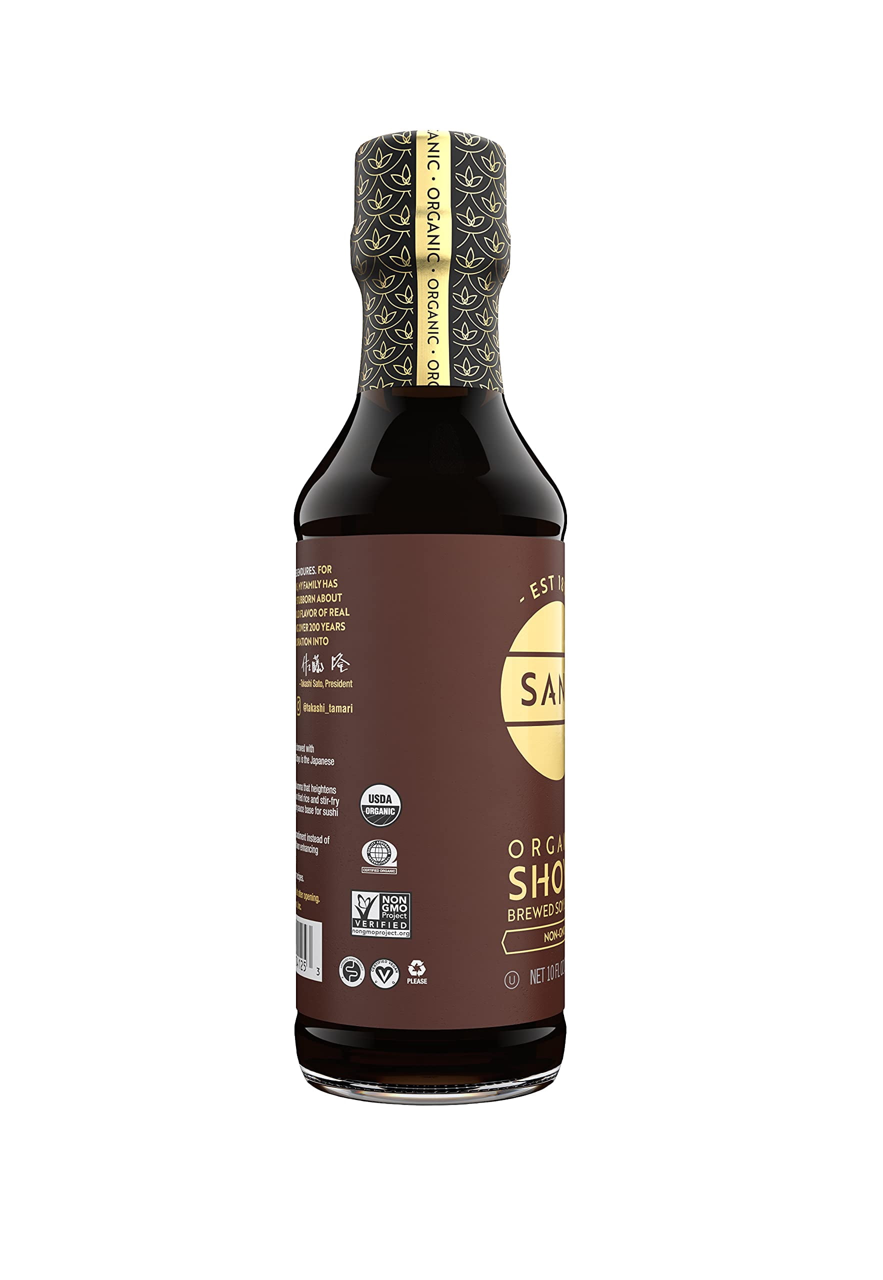 San-J Organic Shoyu Soy Sauce - Soy Sauce Organic Shoyu, Shoyu Soy Sauce, Brewed Soy Sauce, Dumpling Sauce, Use on Tofu, Sushi, Vegan, Non-GMO, Kosher - 10 Oz, 6-Pack
