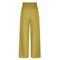 thumbnail image 3 of SELONE Palazzo Pants for Women Plus Size Dressy Lounge Pants Cotton Linen Wide Leg Elastic Waist Full Length Trouser Loose Casual Long Beach Pants Solid Yellow S Tall Breathable Summer Clothes, 3 of 5