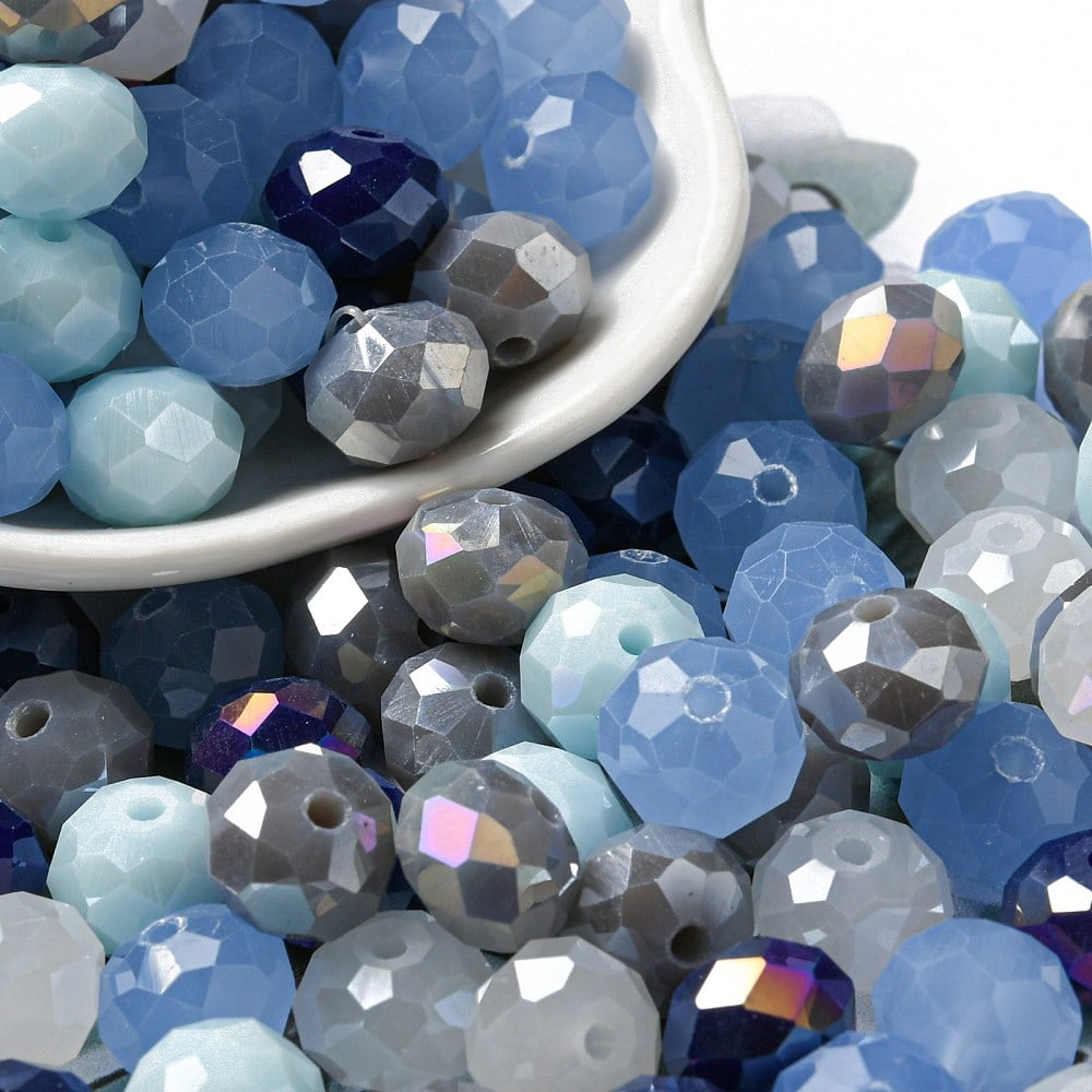 Glass Beads Faceted Rondelle Light Blue 10x8mm Hole: 1mm 560pcs/500g