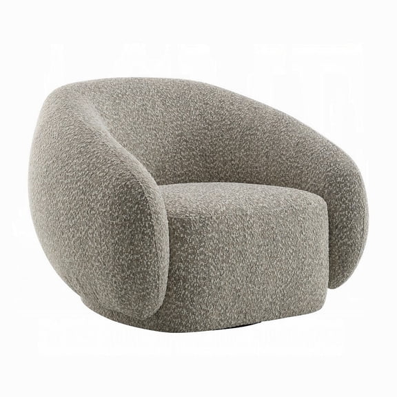 Keanu Swivel Accent Chair, Plush Round Cloudlike Design, Brown Boucle