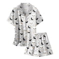 thumbnail image 3 of SJLDQY Halloween Satin Pajamas for Girls Button Down Short Sleeve Shirts Shorts 2 Piece Hallowmas Pj Sets Silk Sleepwear Soft Comfy Loungewear, 3 of 4