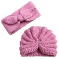 Mustacti Baby Boy Girl Knitted Turban Hat Hair Band Headwear Cap Sets