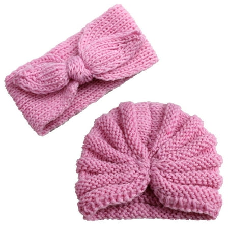 

Zlekejiko Baby Band Hair Hat Knitted Girl Headwear Boy Cap Turban Sets Baby Care