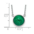 thumbnail image 2 of 925 Sterling Silver Rhodium Plated Round Malachite Cabochon Necklace 17.5 Inch 0.5mm Wide Pendant Necklace for Women, 2 of 2
