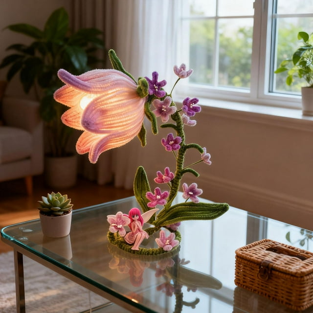 Limpiapipas, suministros para manualidades, decoraciones para fiestas y festivales, kit para hacer flores, lámpara de escritorio para el hogar, mesita Rosa