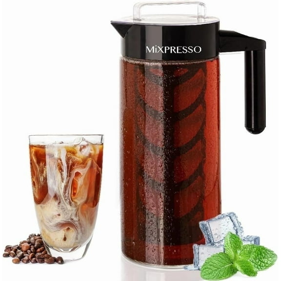 Mixpresso Glass Coffee Dripper with Reusable Mesh Filter, Easy Clean