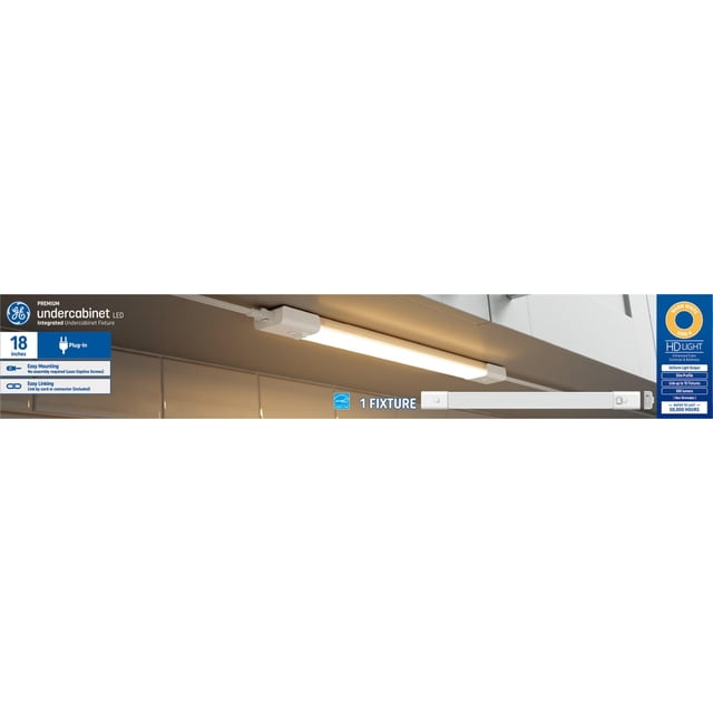 Luminaria GE para debajo del armario, LED, blanco cálido, enchufable, 46 cm