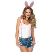 Leg Avenue Women's 3pc Sparkle Bunny Kit, Pink, One Size