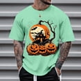 thumbnail image 3 of Bibifish Mens T-Shirts Crew Neck Jack O Lantern Print Tshirts Fall Halloween Short Sleeve Casual Tee Tops, 3 of 3