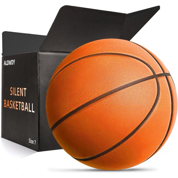 Silent Basketball Size 7 (29.5"), Airless Indoor Basketball | Quiet Dribbling, Low Noise Indoor Training Ball, Pro Grooved Foam Basketball, True Bounce & Control with Gift Box