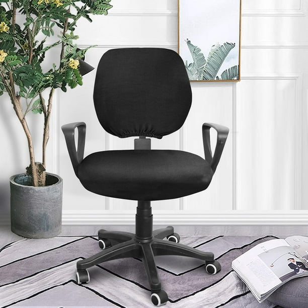Funda elástica de licra para silla de ordenador, funda para asiento de sillas de oficina en casa (negro)