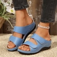 thumbnail image 2 of Dakaela Orthopedic Wedges Sandals for Women Arch Support Open Toe Platform Slip on Slides Summer Dressy Casual Walking Shoes with Hook and Loop Size 6-10 Sky Blue, 2 of 8