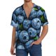 thumbnail image 1 of Balery Fresh Blueberries Camisa Casual de Manga Corta con Botones para Hombre, Texturizada, Estilo Cubano, para Playa, Verano-XX-Large, 1 of 5