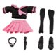 thumbnail image 3 of Conjunto de ropa marinera a escala 1:12, camisa corta, falda, minivestido resistente para mujer. Negro Rosa Corto, 3 of 7