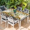 thumbnail image 2 of Sunflower Gnomes Table Cloths for 5 Foot Rectangle Tables, Spring Farmhouse Vintage Daisy Floral Leaf Patio Waterproof Elastic Fitted Tablecloths, Washable Rectangular Table Cover for Camping, 2 of 8