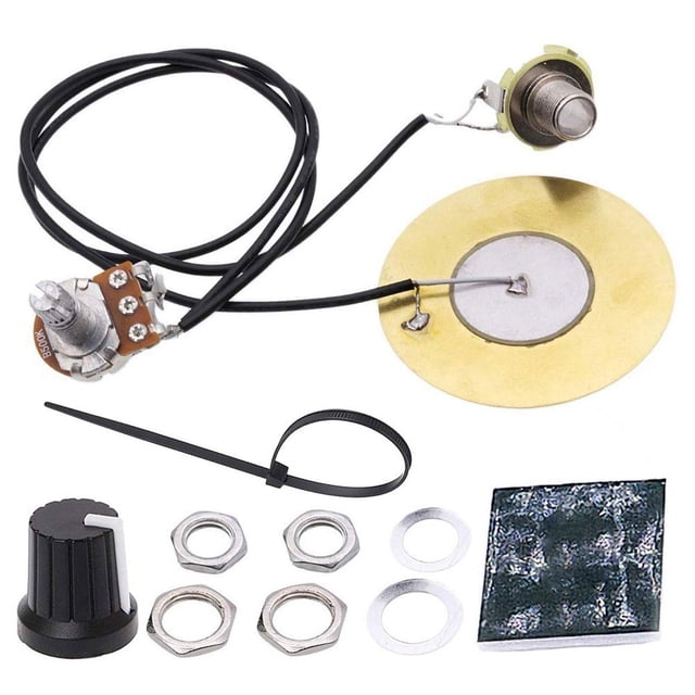 1 Set Prewired Piezo Pickup with Volume Control Knob for Cigar Box Guitar Parts