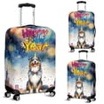 thumbnail image 2 of Happy New Year with Australian Shepherd Fireworks Holiday Xmas Winter 2025 Travel Luggage Cover Aussie Dog Lover Gifts Suitcase Dust Protective Decor - 00025, 2 of 5