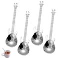 thumbnail image 1 of Juego de 4 cucharas de café para guitarra, cucharas de postre de acero inoxidable 304, mini cucharas mezcladoras para té, leche, postre, bebida, helado, batido, 1 of 5