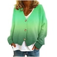 thumbnail image 1 of Chandails à Col Roulé pour Femmes à Manches Longues Cardigan Décontracté à Dégradé à Manches Longues Veste Manteau Hauts S-25 Vert P, 1 of 5