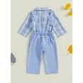 thumbnail image 4 of Suealasg Baby Boys Christmas Gentleman Suit Outfit Long Sleeve Plaid Print Romper Shirt with Bowtie +Suspender Pants 3 6 12 18 Months Infant Boys 2Pcs Fall Formal Wear Clothes, 4 of 7