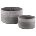 thumbnail image 1 of Cement Low Round Pot With Ribbed Band Rim Top, Set of 2, Gray, 1 of 1