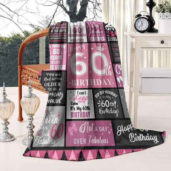 LHSHID 60th Birthday Gifts for Women Happy 60th Birthday Gift Ideas for Her 60th Birthday Blanket for Women for 60 Year Old Woman Birthday Gifts for Women 60th Birthday Blanket 30"x40"