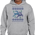 thumbnail image 2 of Reindeer Christmas Cross Stitch Hoodie Sweatshirt Unisex 3X-Large Grey, 2 of 5
