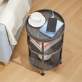 thumbnail image 6 of Small Round Side Table with Charging Station for Small Spaces, 3-Tier Round Accent Table with USB Ports & Power Outlets, Round Corner Table Tea Sofa Side Table for Living Room Bedroom Apartment (Grey), 6 of 18