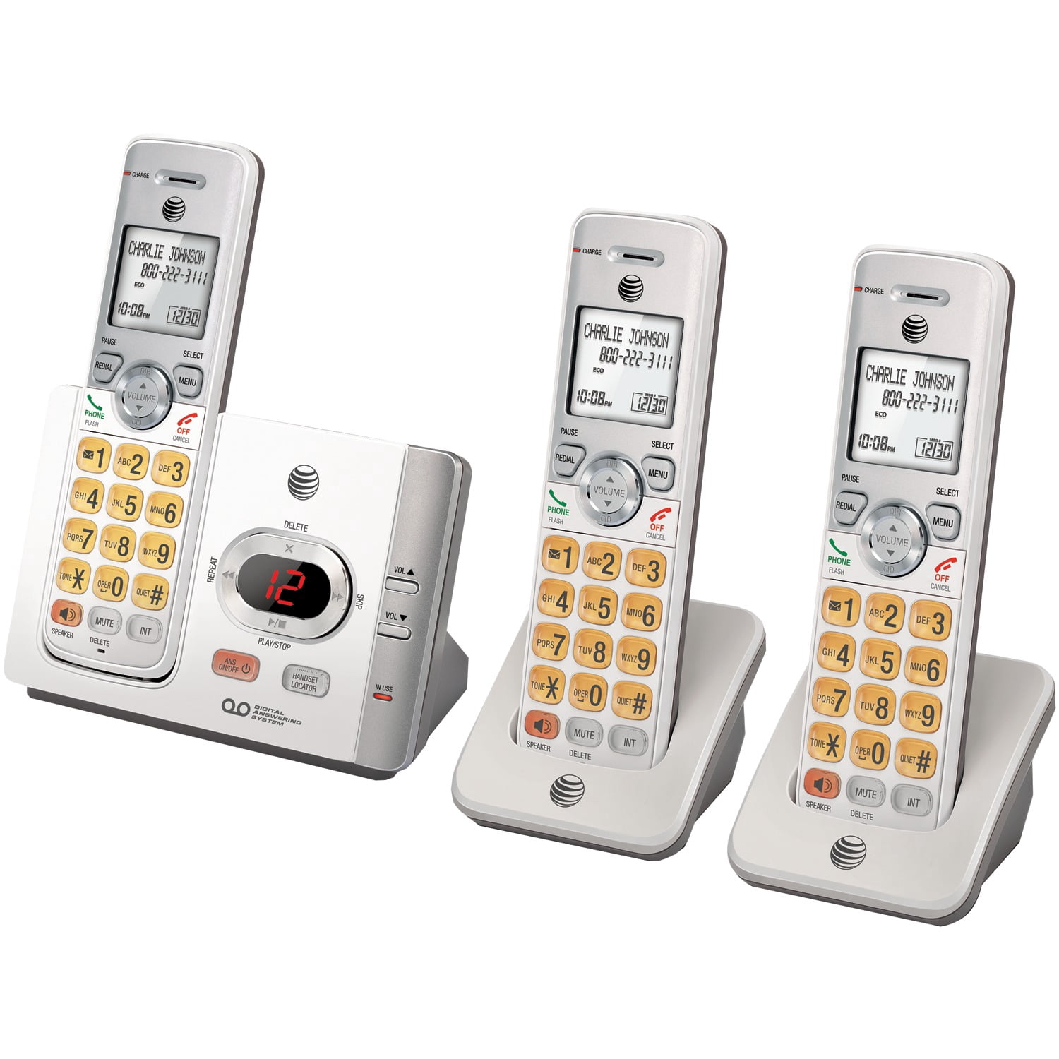 AT&T DECT 6.0 3-Handset Expandable Cordless Phone System with Caller ID & Call Waiting, White, EL52315