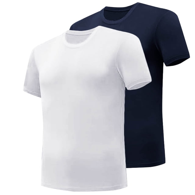 pstuiky camisetas para hombre, Camiseta deportiva de dos piezas con cuello redondo y manga corta para hombre, color liso camisas casuales para hombre xl