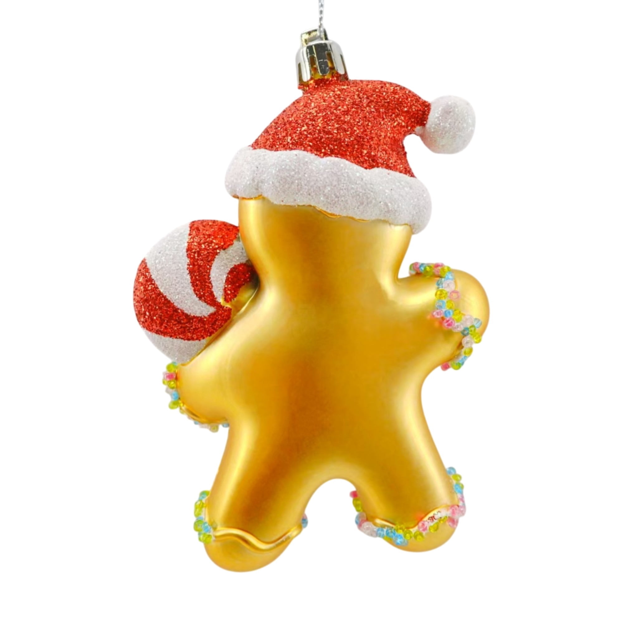 Red and Gold Gingerbread Man with Lollipop Christmas Ornament, 5", by Holiday Time