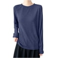 thumbnail image 3 of HongQid Women's Long Sleeve Tee Crew Neck Soft Curved Hem Thin Stretch Loose Casual Tops Layering Solid Shirts, 3 of 6