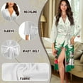thumbnail image 6 of Yuyamidu Snowman Long Bathrobe for Women Christmas Robe Sleepwear Xmas Tree V-Neck Spa Robes Size 2XL Sexy Mid-Length Kimono Robes Trendy 3/4 Sleeves Night Dress, 6 of 7