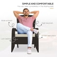 thumbnail image 4 of Outsunny Rattan Adirondack Chair Wicker Fire Pit Chair w/ Cushion Khaki, 4 of 10