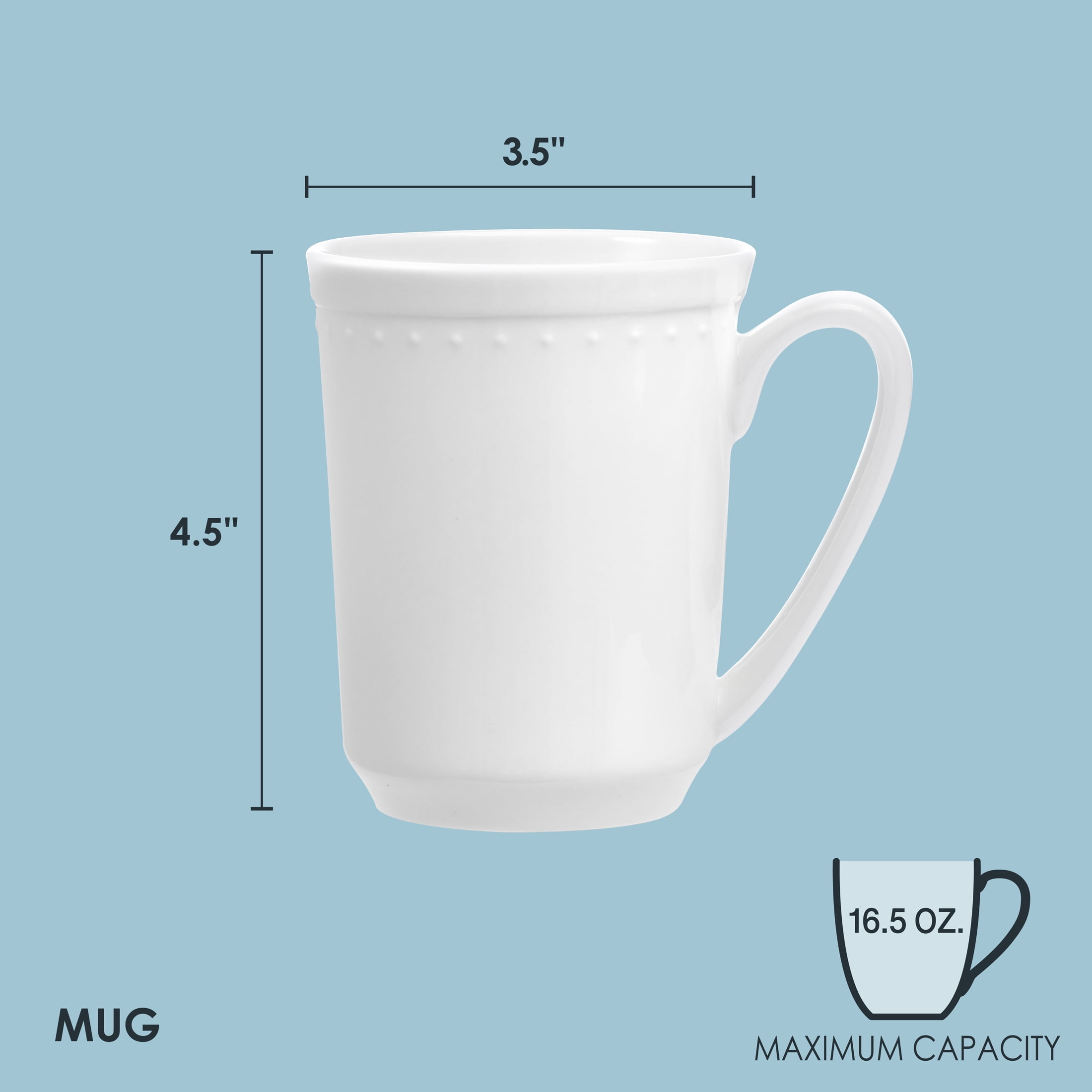 Fitz and Floyd Nevaeh 16.5 oz White Classic Bead Bone China Mugs (Set of 4)
